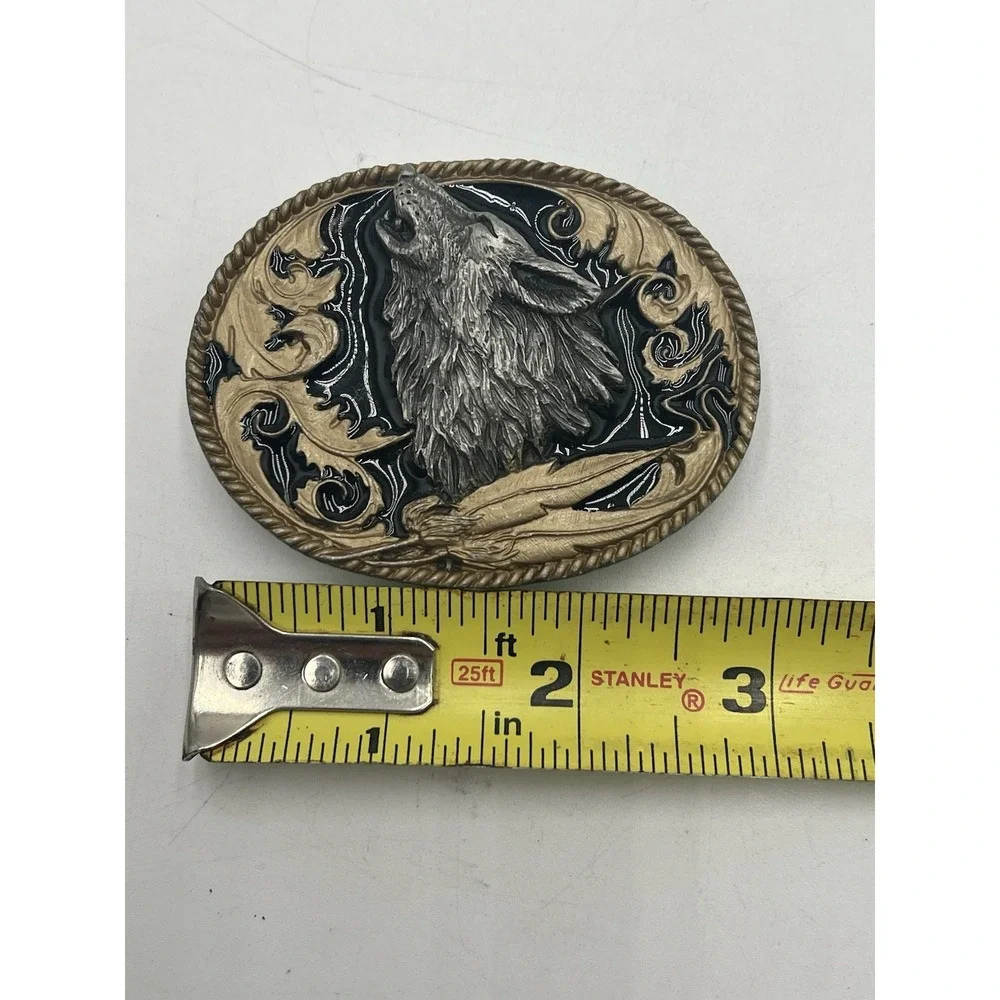 Vintage 1995 Siskiyou Howling Wolf Belt Buckle L-2 Western Wildlife Pewter